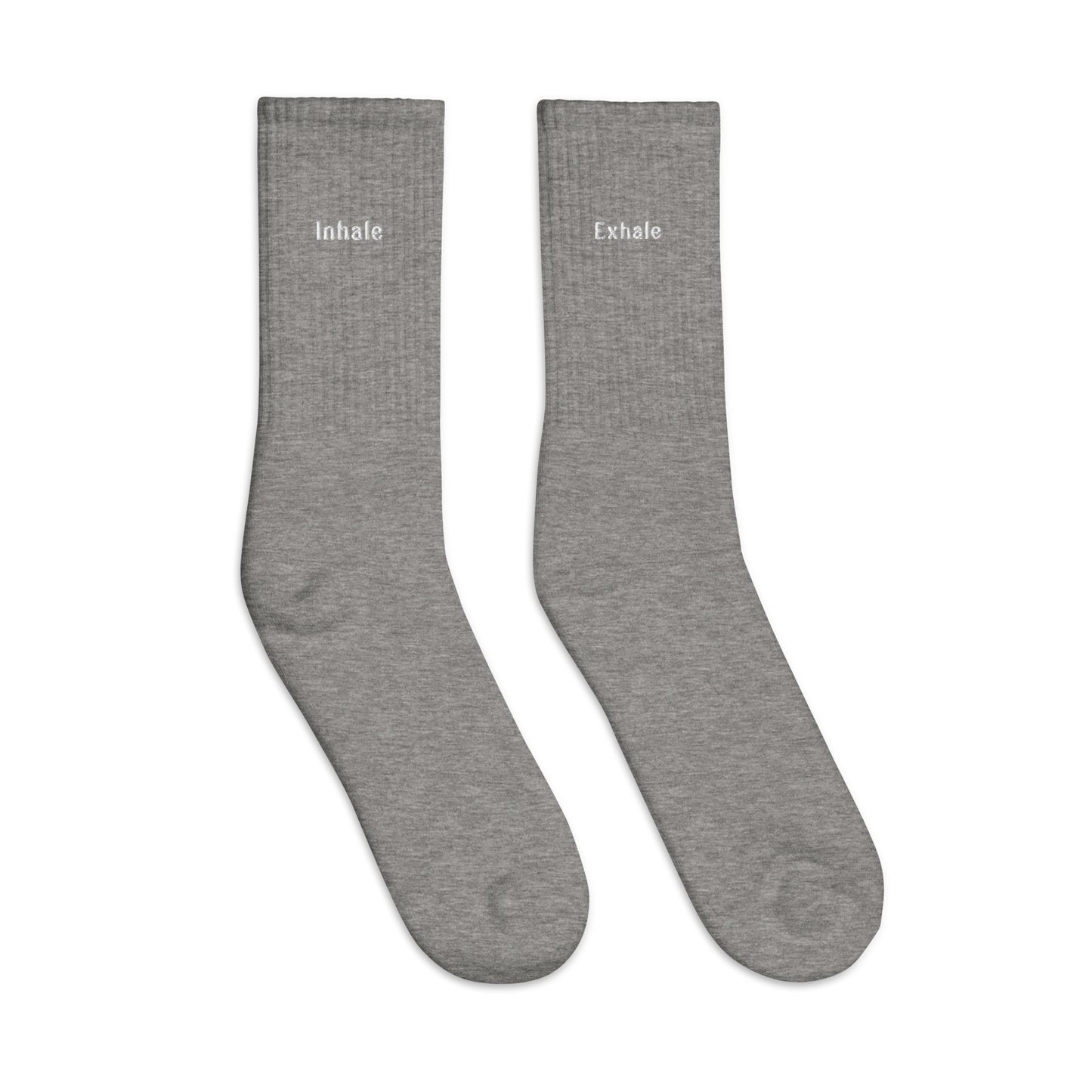 Inhale Exhale Cushioned Embroidered Socks
