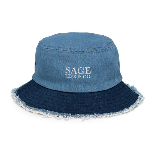 Anna Distressed Denim Bucket Hat