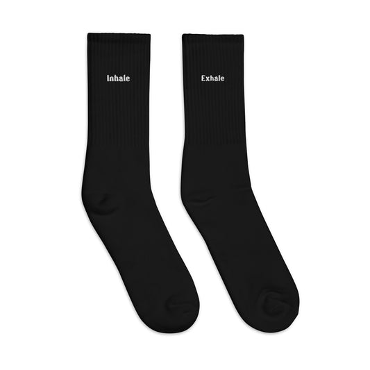 Inhale Exhale Cushioned Embroidered Socks