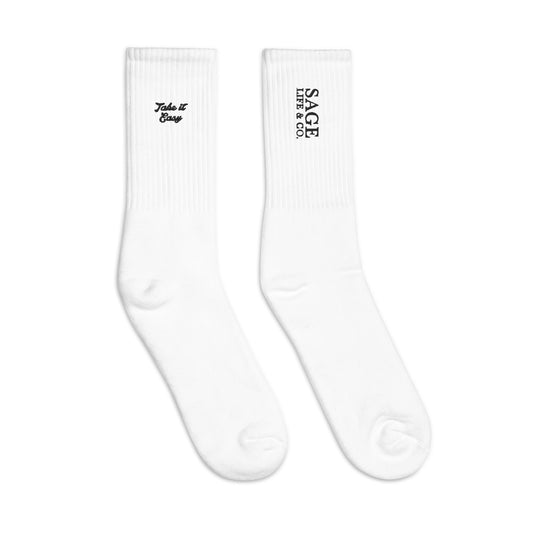 Take it Easy Cushioned Embroidered Socks